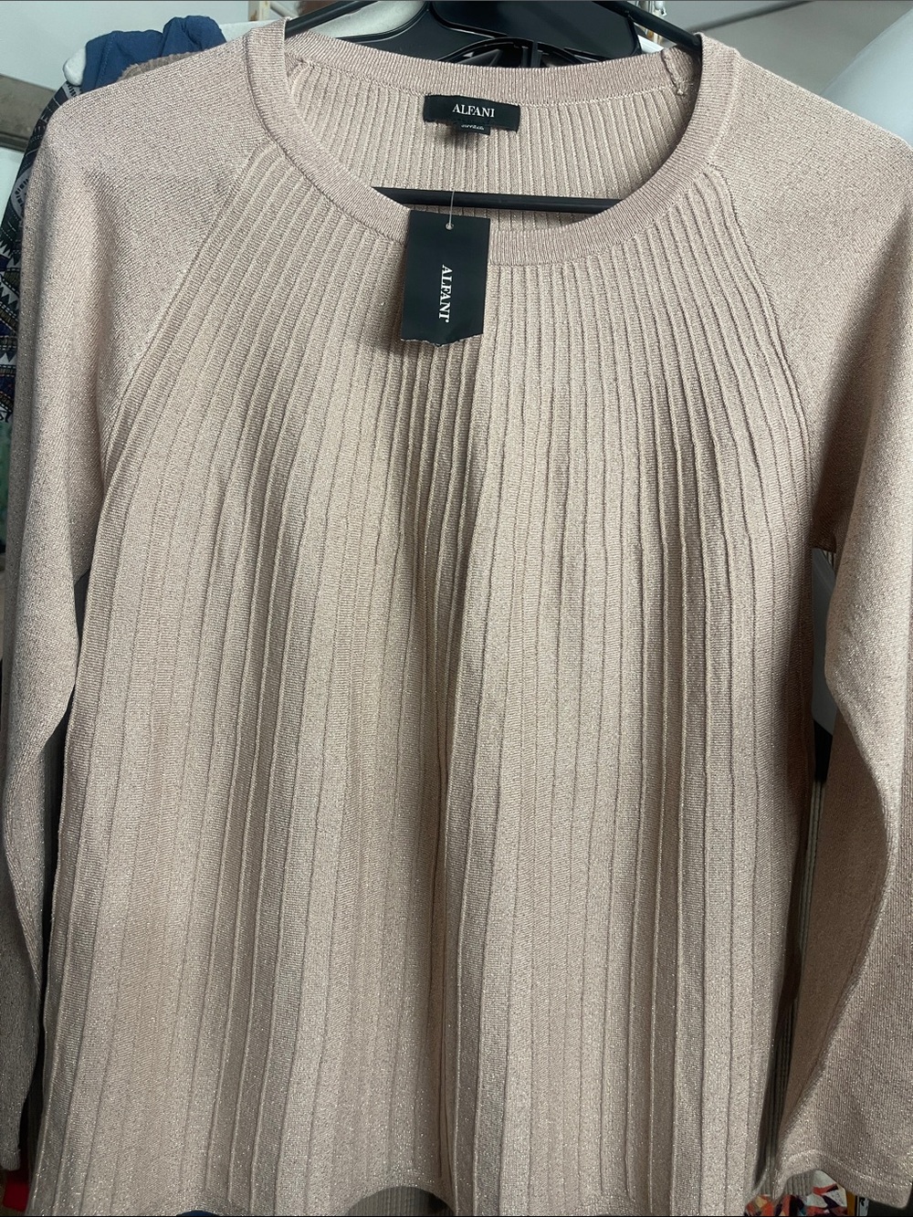 Alfani Pleated Scoop Neck Sweater in Prairie Rose